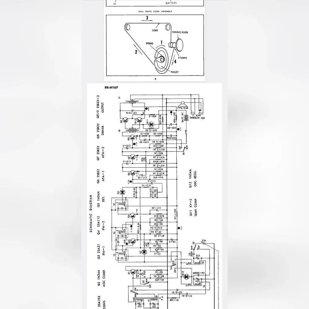 Radio Corp. SR-H107 transistor radio, likely from around 1961 With Case Military - Picture 13 of 16